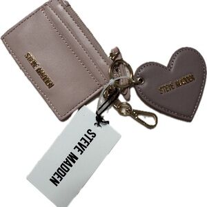Steve Madden Blush Card Case with Heart Mirror Keychain